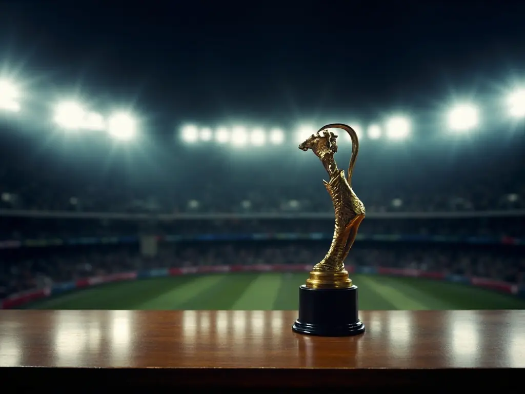 IPL trophy on press table