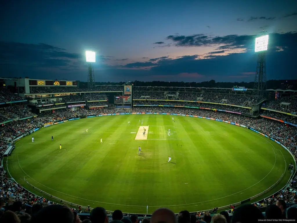 Aerial view of live cricket match