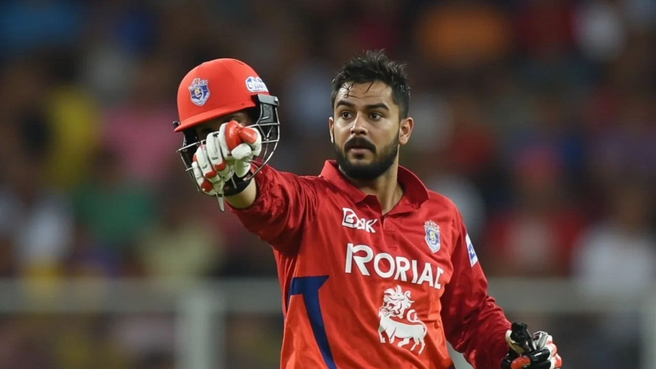 Sideline editorial frame of a young cricketer in action at the crease under stadium lights, used here as a visual marker for Riyan Parag's 2019 IPL debut innings