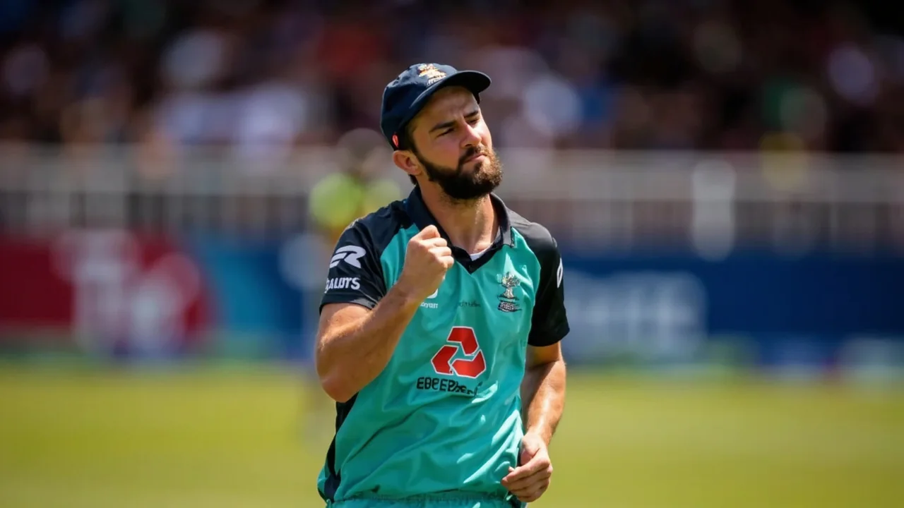 Tight sideline editorial frame of a fast bowler in his delivery stride, framed here as a visual marker for the role-locked bowling depth that anchored the Yorkshire match-up